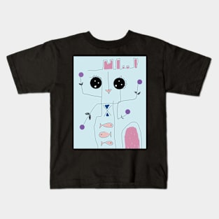 Kids Dancing with Flowers Stick Figure Kids T-Shirt